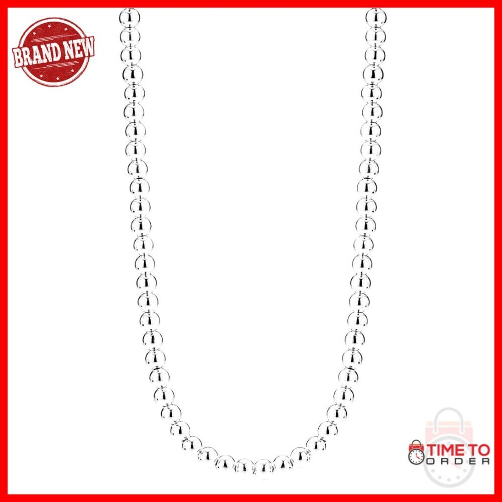 Sterling Silver 4mm Bead Ball Chain Necklace 20 Inch Length